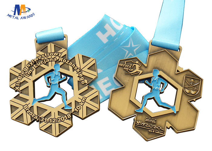 Die Cast Custom Sport Medals 10K With Ribbon round Shape Pesonalized