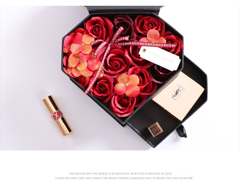 Custom 20x12 Flower Bouquet Box Black Diamond Shaped Jewelry Chocolate Gift With Drawer