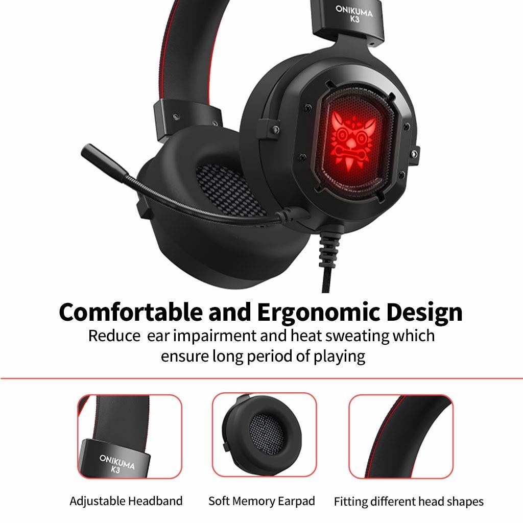 On Cord Control Onikuma K3 117dB 2.2m Wired Gaming Headset