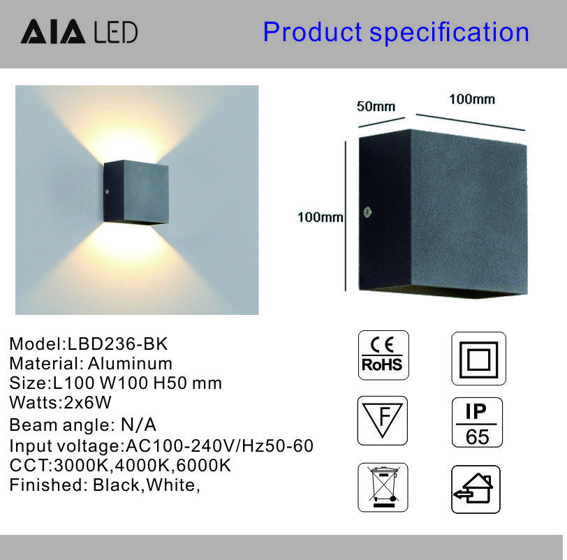 IP65 water proofing external wall lamp outside COB 6W led wall lights exterior led wall lamp outdoor light