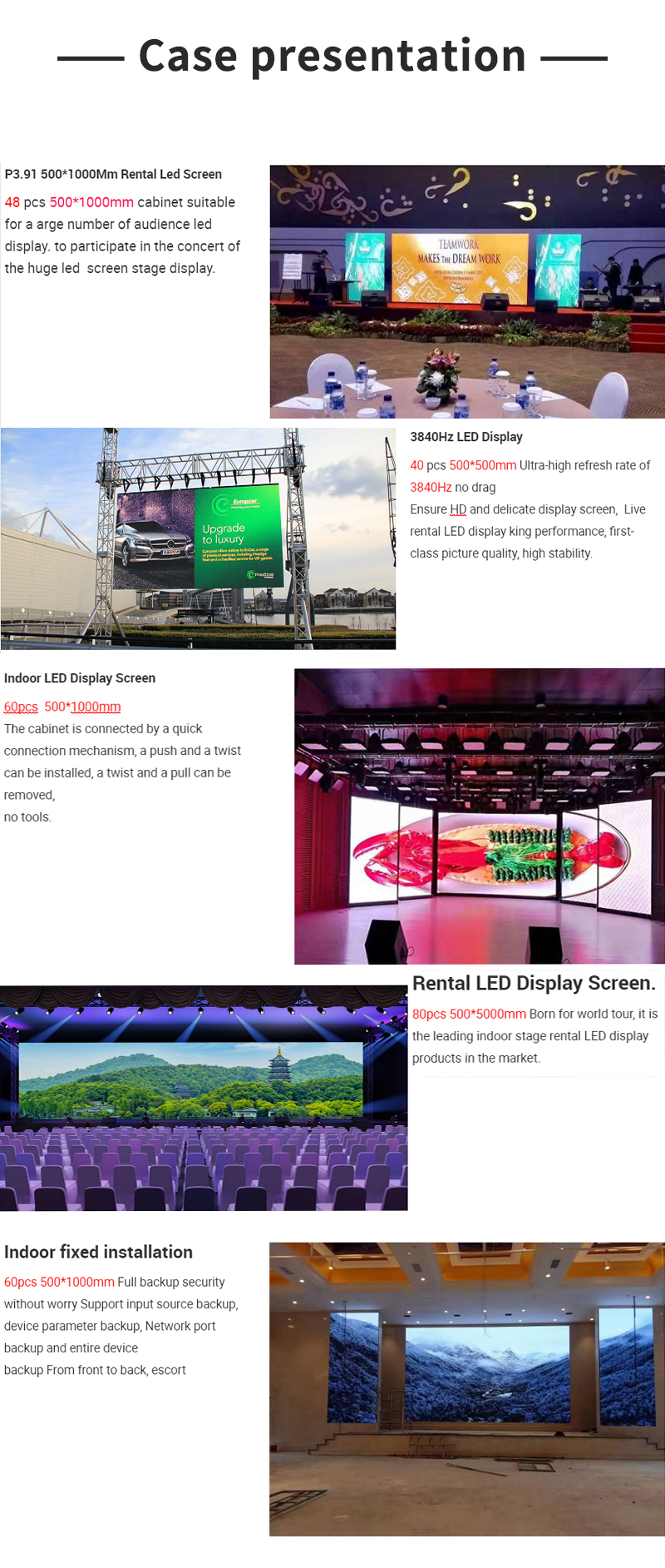 1921 LED Chip 16 Scan Mode P3.91 P4.81 P2.9 P2.6 Rental LED Display Screen Video Wall Panel for Indoor Movie Rental