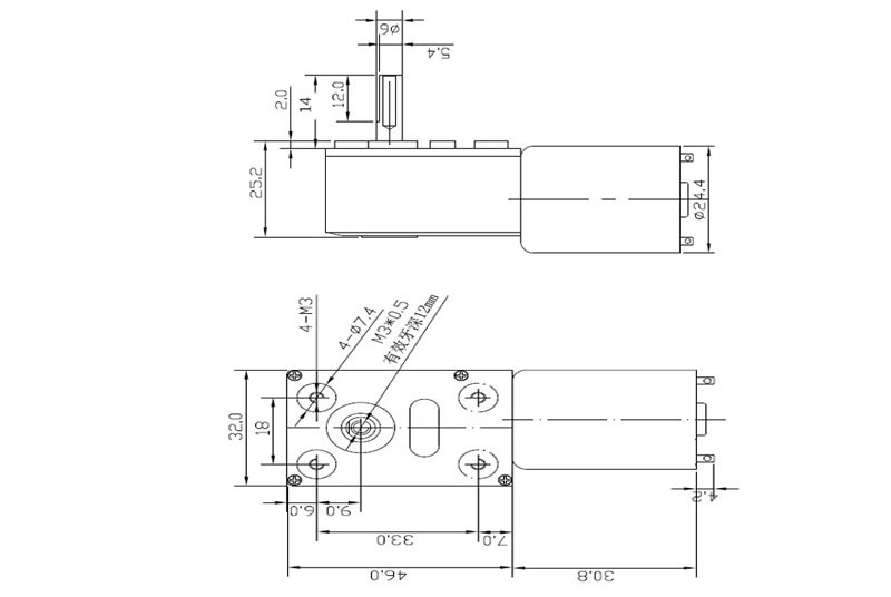 6 - 150rpm High Torque Right Angle Worm Gear DC Motor