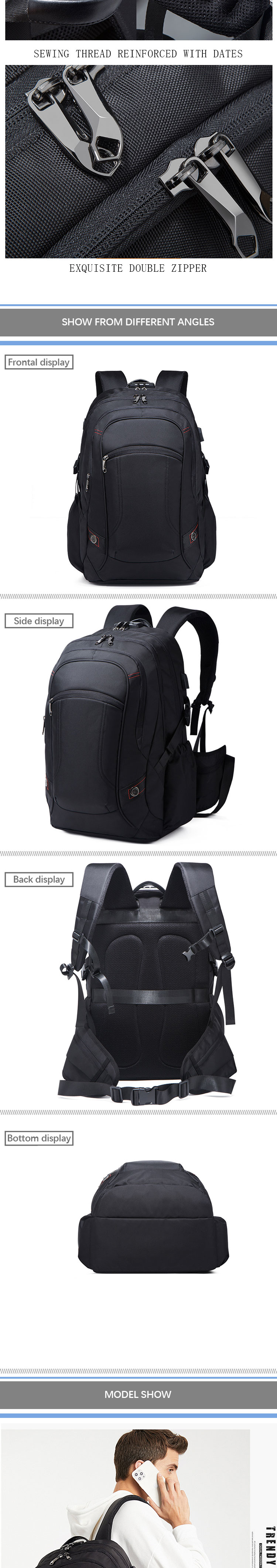 Unisex Travel Laptop Backpack With Usb Charging Port Custom Logo Sport Backpack