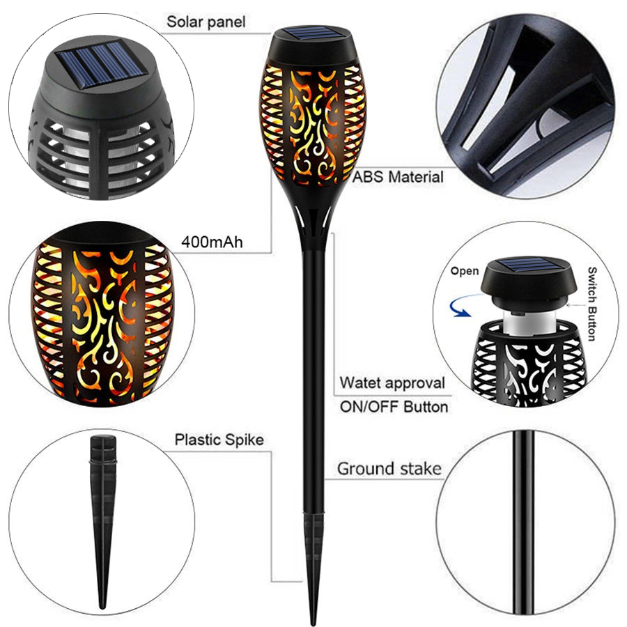 12LED 33LED Flickering Waterproof Garden Decor Landscape Lawn Lamp Path Lighting Torch Outdoor Light Solar Flame Torch Light