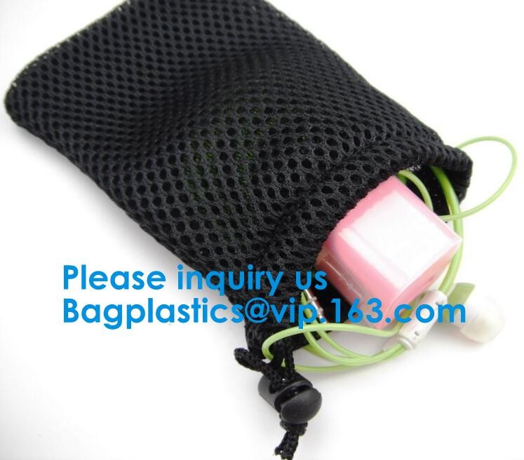 Promotion Small Polyester Mesh Drawstring Bag Customs Size and Logo printing Round Bottom Drawstring Mesh Bag For Sport,