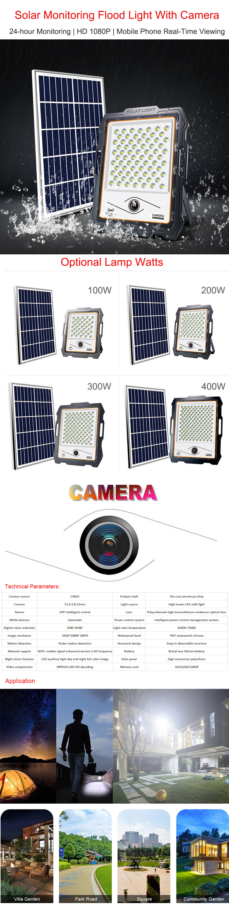 APP Control 200W High Power LED Floodlight With Wifi Wireless Camera Waterproof