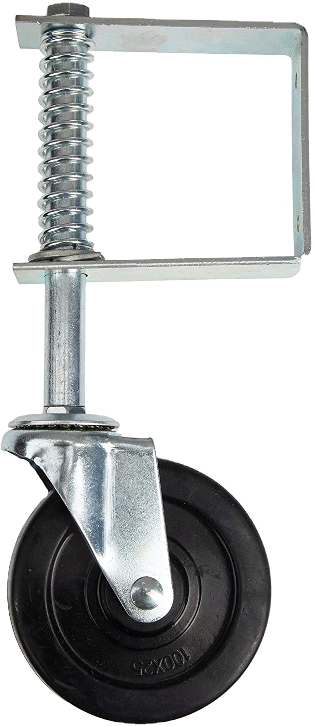 House Outdoor Garden Fence Gate Wheel in Black Powder Coated Metal Sliding Design