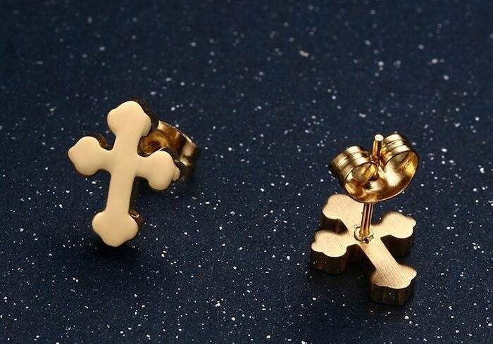 Personalized body piercing jewelry stainless steel cross stud earrings for women