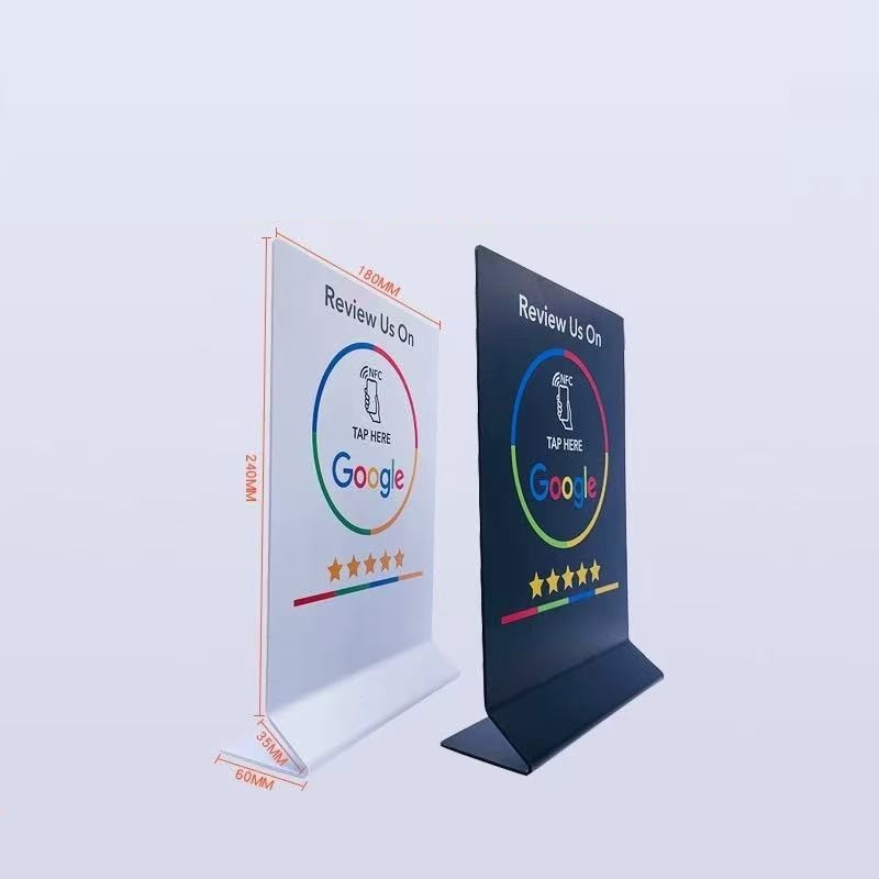 13.56MHz Frequency Custom Printed 10cm Round NFC Business Card Waterproof Google Review Sticker NFC Menu Plate with QR Code
