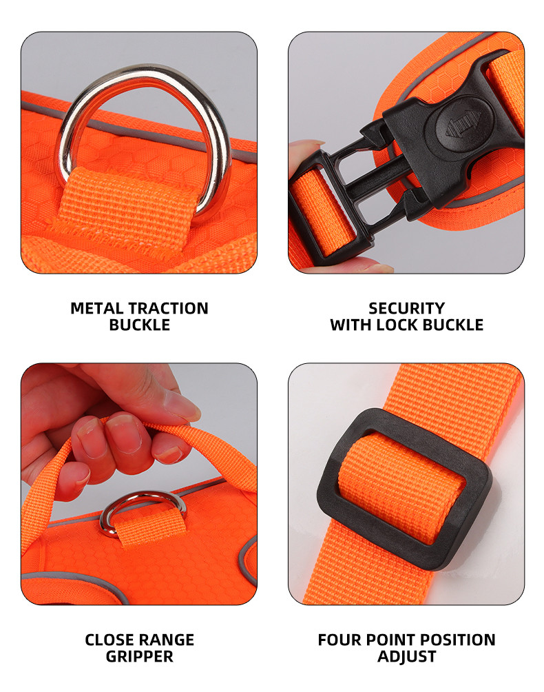 Pet Massage Chest Harness Reflective Breathable Mesh Vest Style For Small Medium And Large Dogs