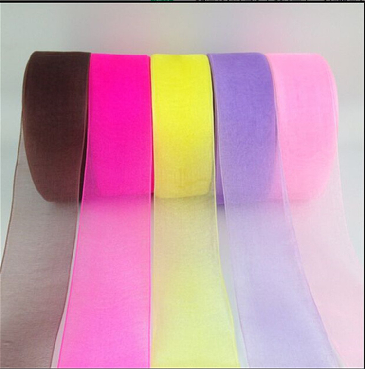 Customized Sheer Organza Ribbon 3 - 75MM Width Grade 4 Color Fastness