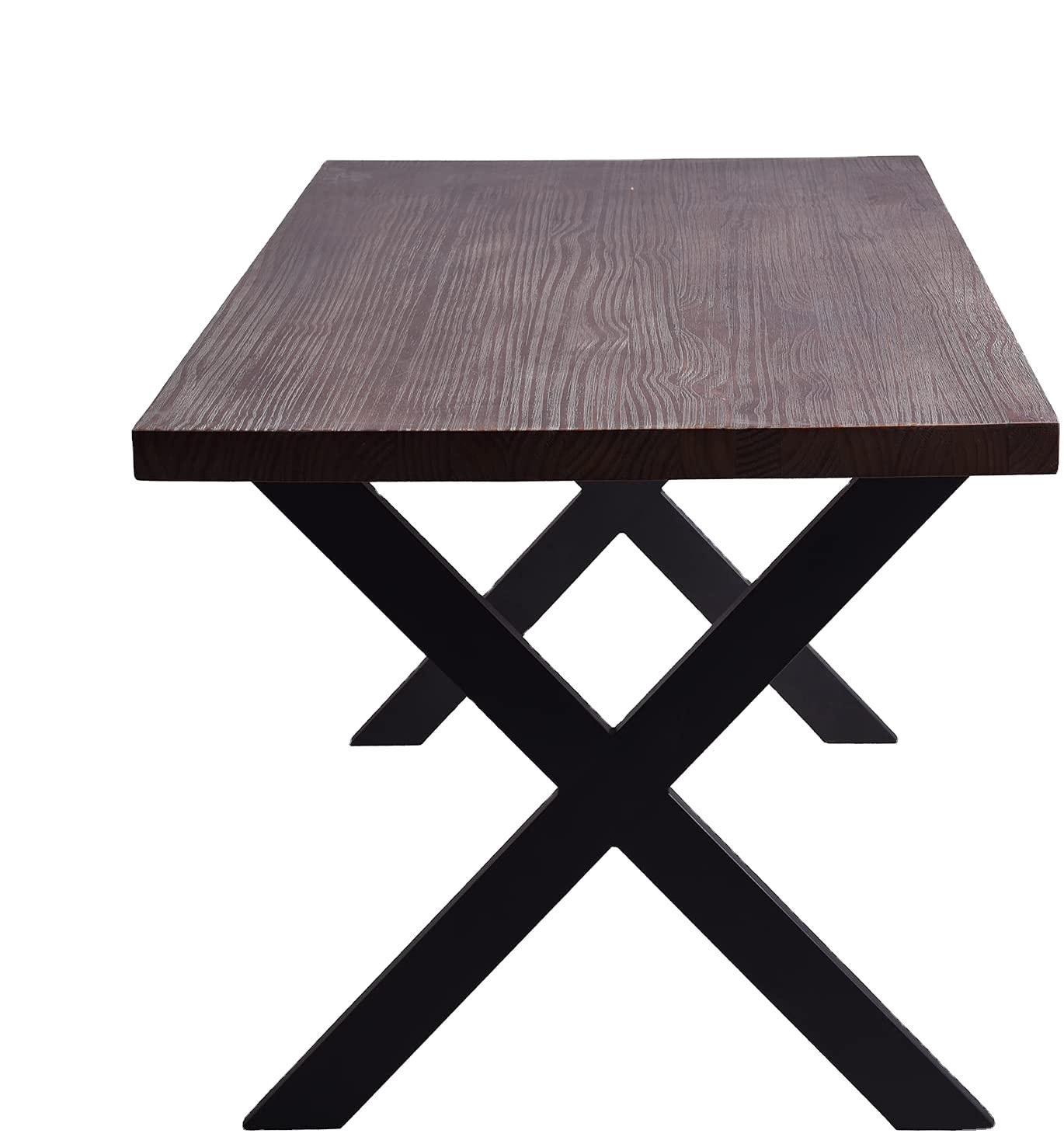 X Shaped Frame Legs for Black Industrial Rustic Metal Dining Table in Office Interior