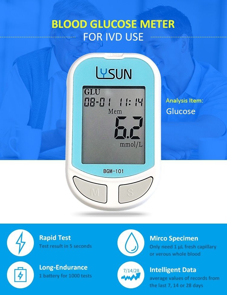 Lysun BGM-101 Diabetic Test Strips Blood Glucose Monitor
