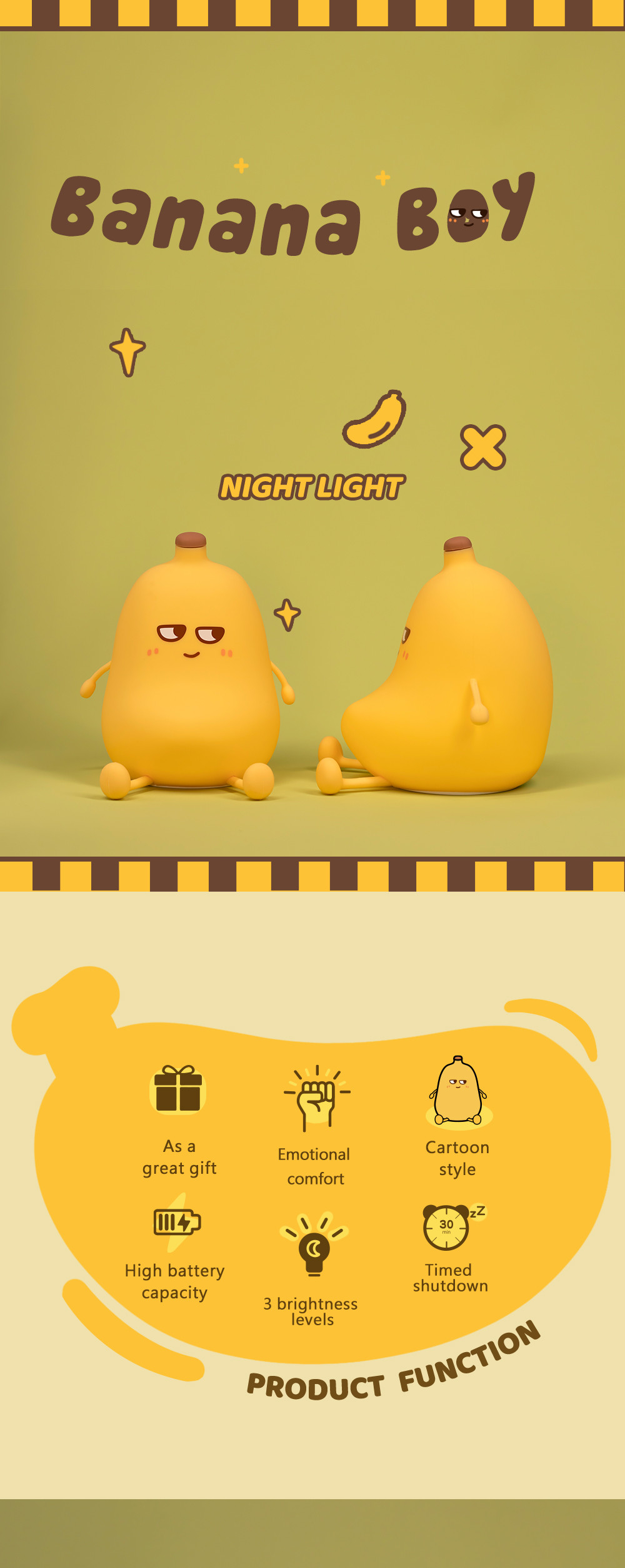 Modern Design Banana Silicone Night Light Cute Rechargeable Dimmable LED Small Desk Lamp for Bedroom and Table Decorations