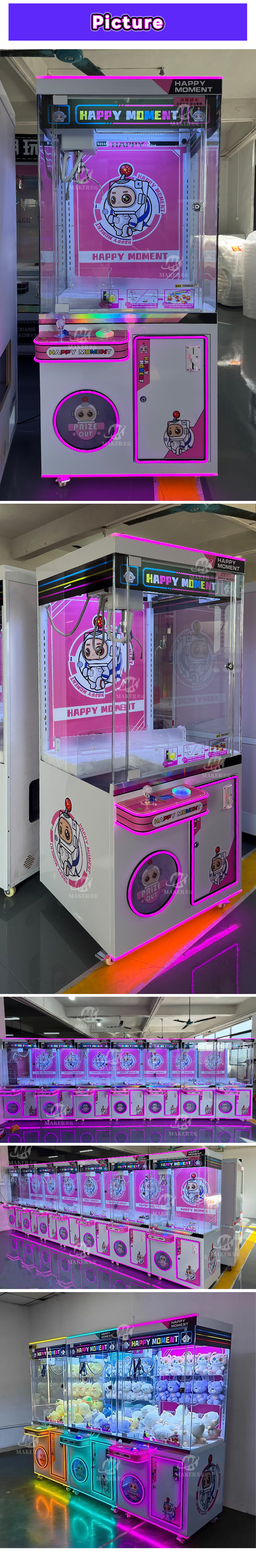 Plush Toy Grabbing Vending Claw Crane Machine Coin Operated Gift Prize Crane Machine