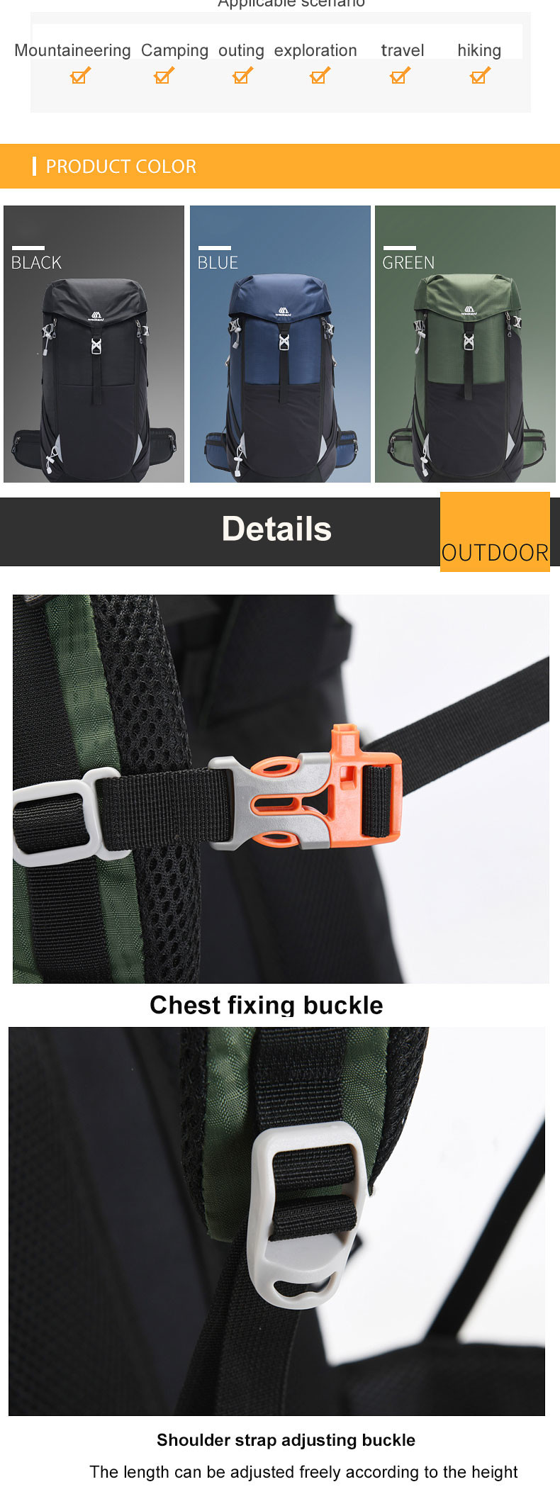 Travel 40L Waterproof Hiking Backpack Nylon Tactical Ultralight Hydration Pack
