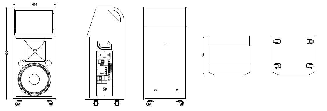 Wifi 12'' Mobile Battery Powered Loudspeaker With Wheels Handles Screen