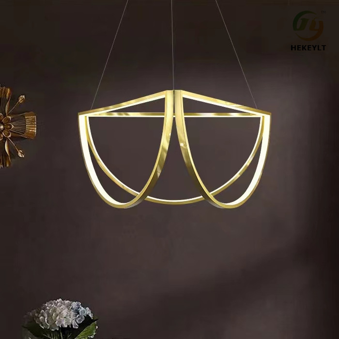 Gold Nordic Postmodern D Shaped Restaurant Hotel Modern Ring Light