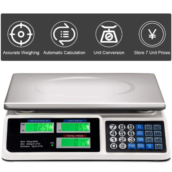 Rectangle Digital Display Vasipor Accurate 40kg Calculation Fruit Weight Electronic Counter Counting Commercial Weight Scale