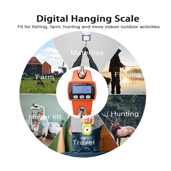 OCS-L Mini Digital Crane Scale Industrial Hook Weighing Scale High Accuracy Digital Load Cell 3*AAA Dry Battery Steel OEM 300KG