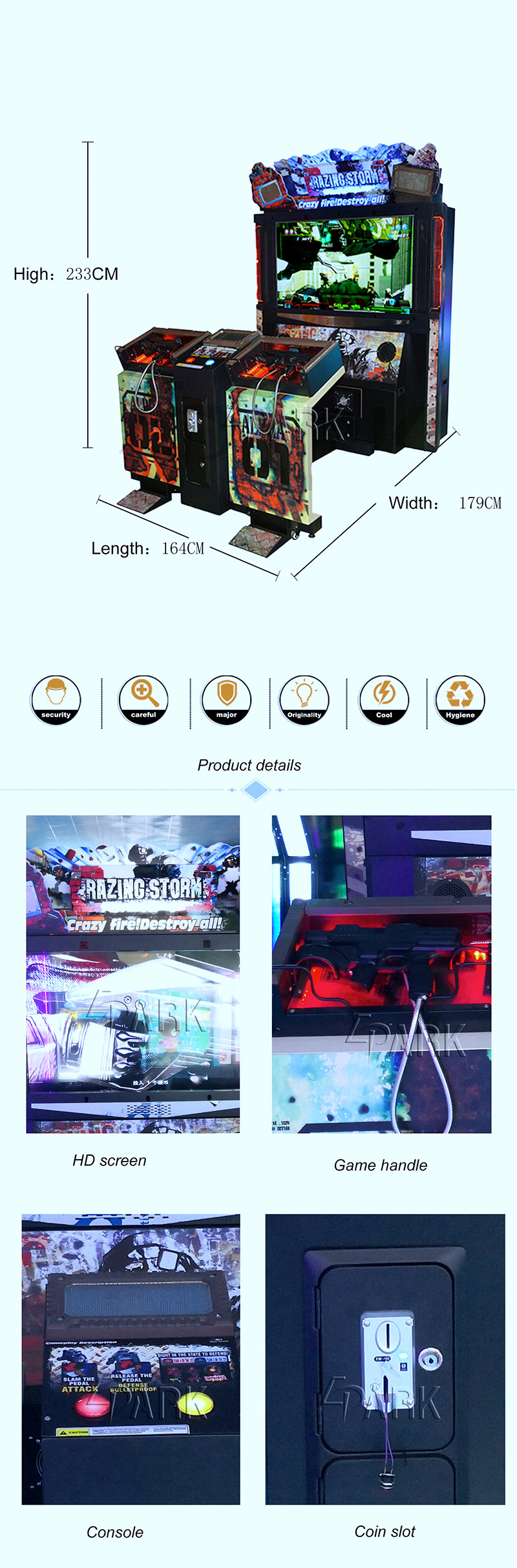 Indoor Arcade Machine / Gun Arcade Machine 300W L1640 * W1790 * H2330 MM
