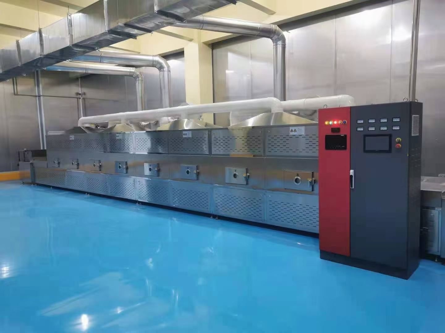 PLC HMI Industrial Microwave Tunnel Dryer 2450MHz Microwave Drying Equipment