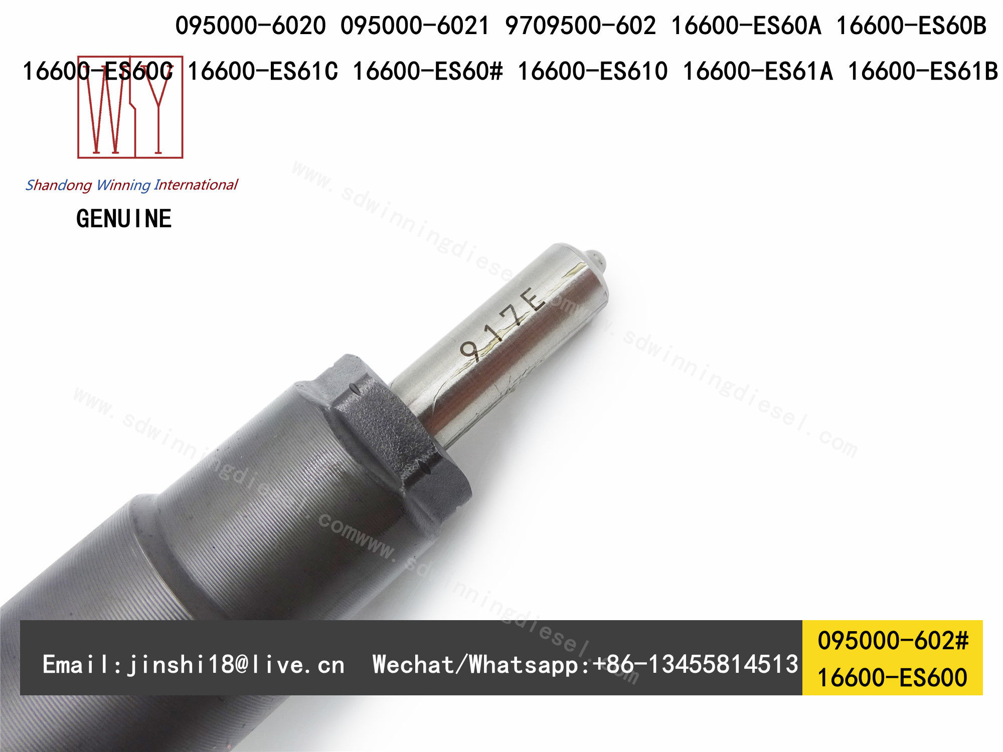 DENSO GENUINE AND BRAND NEW COMMON RAIL FUEL INJECTOR 095000-6020, 095000-6024, 16600-ES600, 16600-ES60A, 16600-ES60B, 1