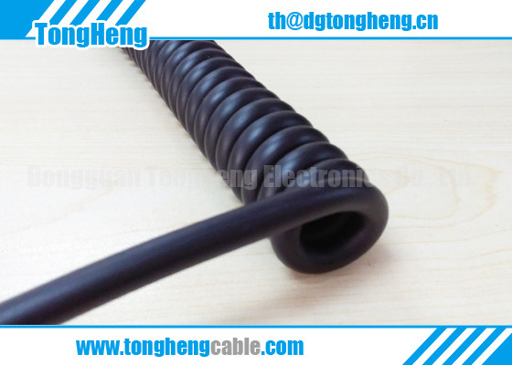 Wear Resistant PUR Polyurethane Sheathed Automation Customized Spring Cable
