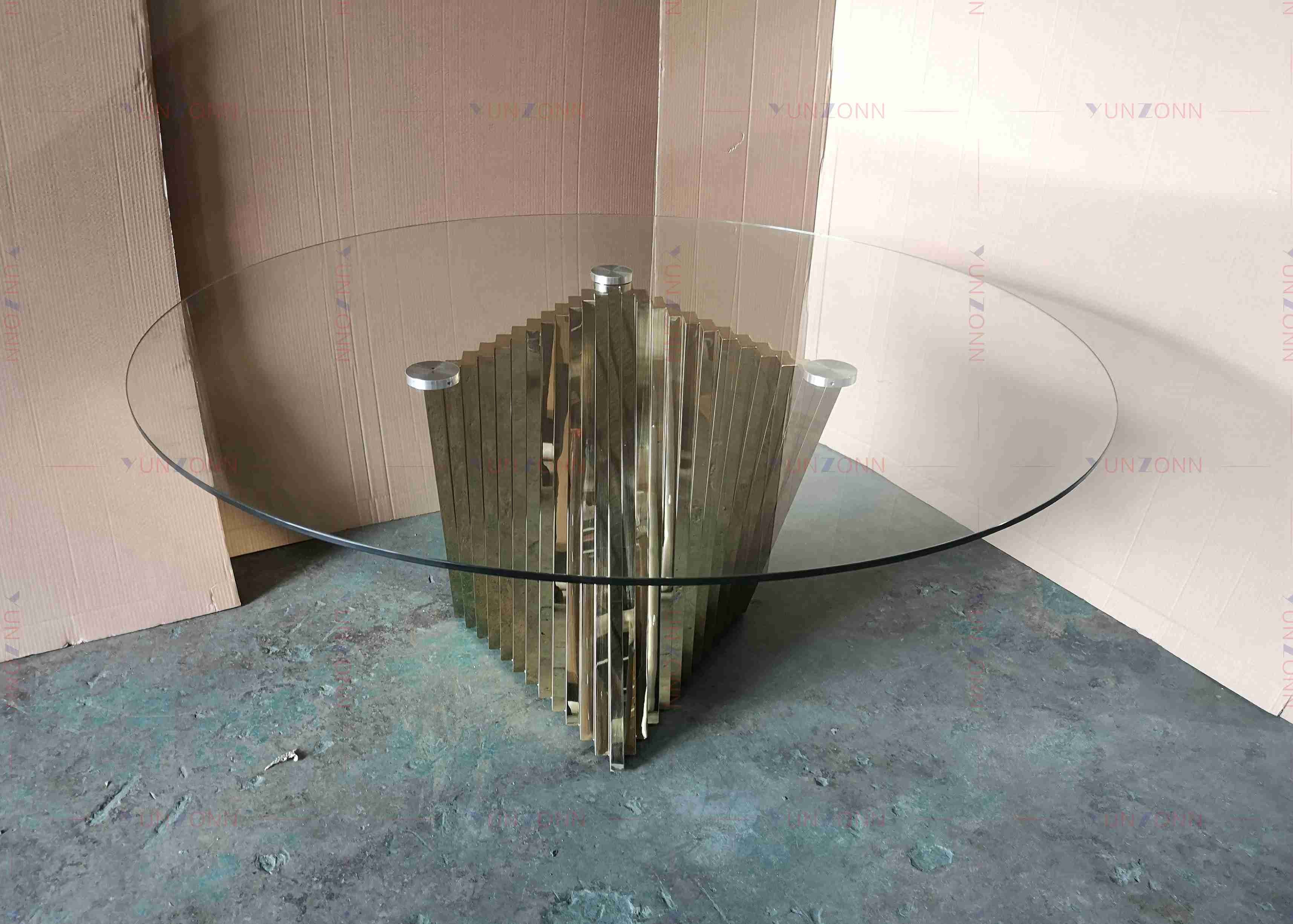 SS Base Luxury Modern Dining Tables Gloss Glass Dining Table Set For 4