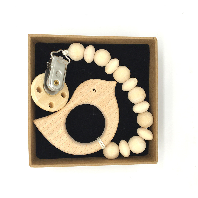Animal Organic 5pcs Wooden Silicone Teether Wooden Baby Teething Toys