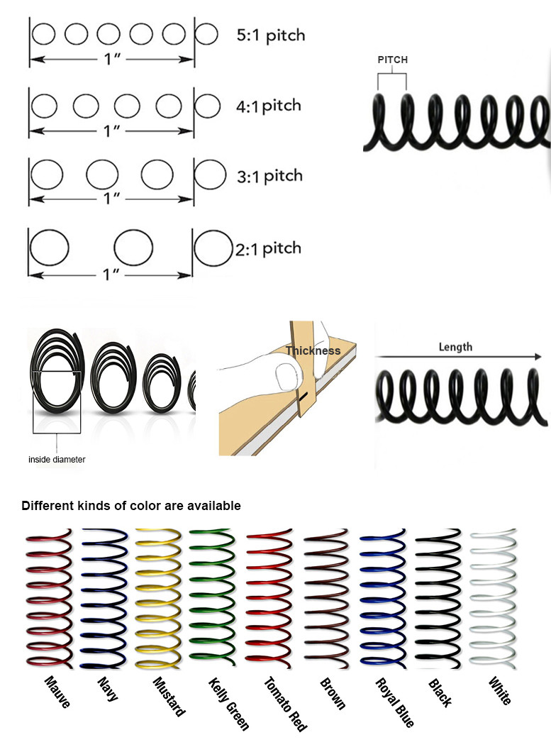 Electroplating 6mm Pitch Metal Coil Binding Spines For Wall Calendars