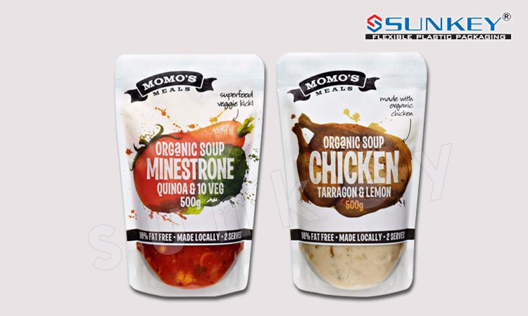 Closable Custom Heat Seal Stand Up Retort Pouch Sauces Soup Packaging Bags
