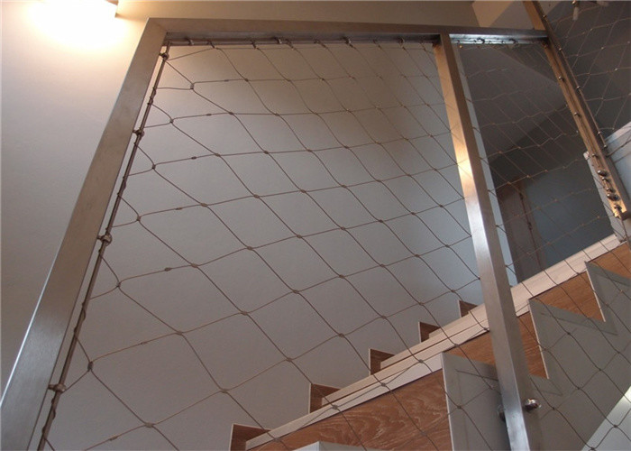 7 X 19 Light Architectural Wire Mesh / Ferruled X Tend Steel Mesh 80x80mm