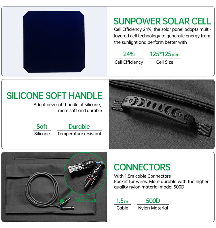Mono Cells Portable Solar Panels Battery Charger 90W 130W 220W For Camping Van RV Trip