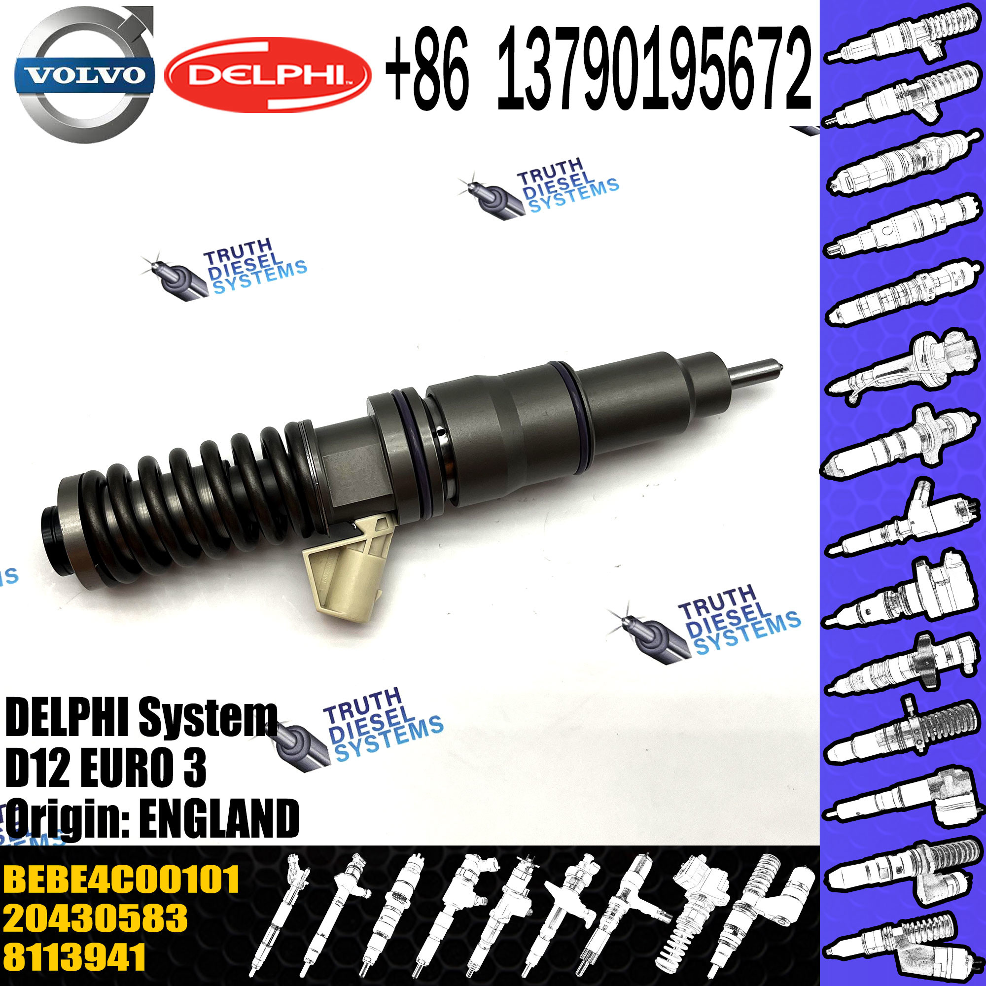Direct Sale Diesel Fuel Injector 20430583 5001866295 7420430583 8113941 BEBE4C00101 For D12 EURO 3