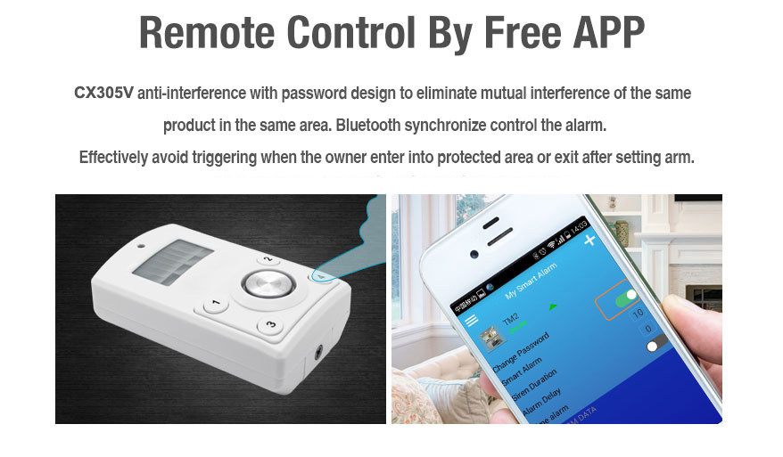 Indoor Bluetooth PIR Motion Detector Sensor Security Alarm CX305V