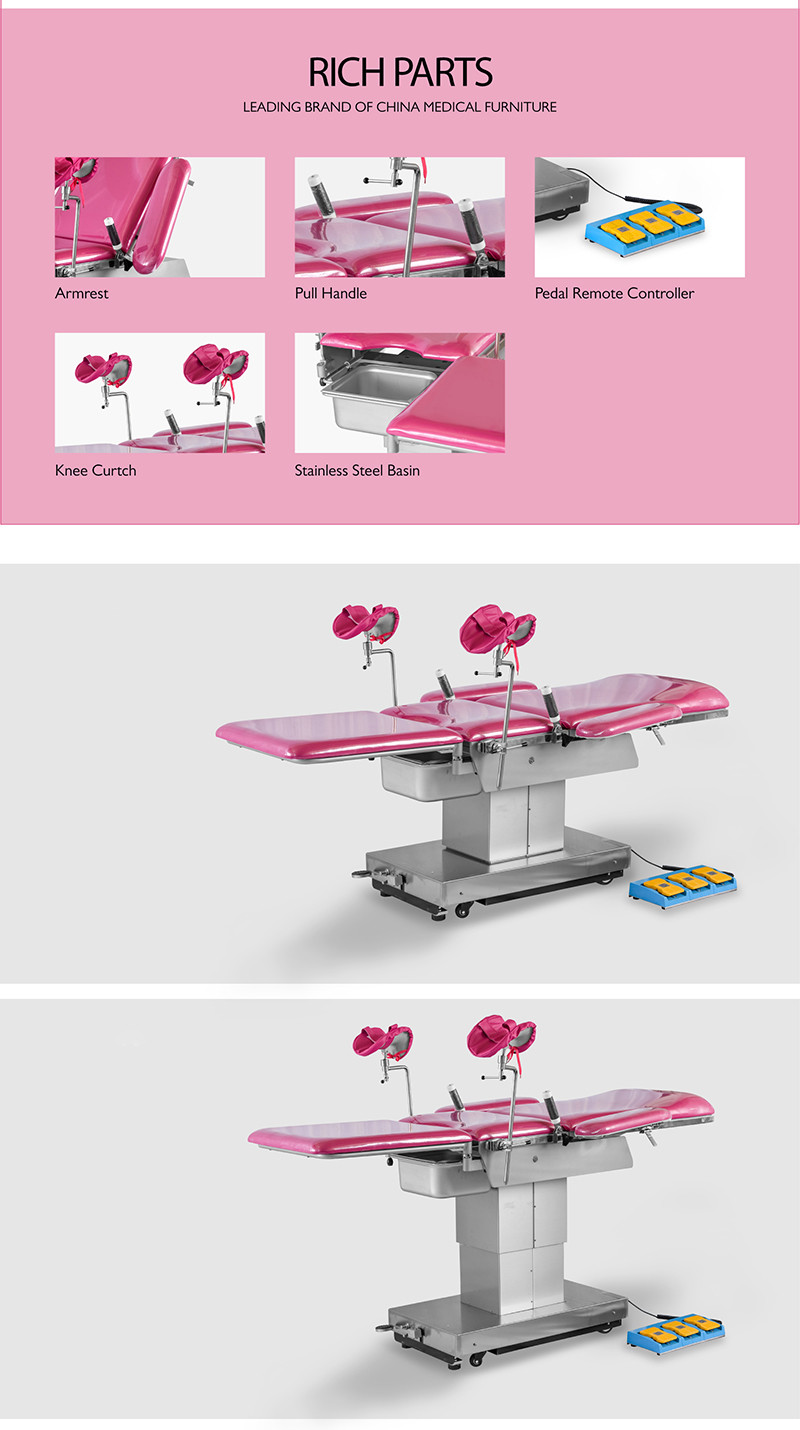 Gynecological Delivery H630mm Obstetric Bed 250kg Laod In Hospital Delivery Table