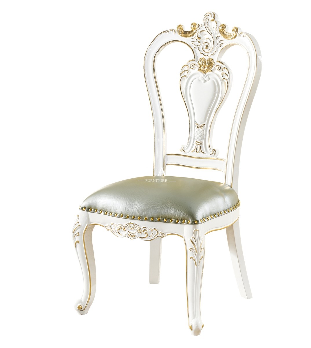 Leather White Carved Antique Dining Chair LF-111
