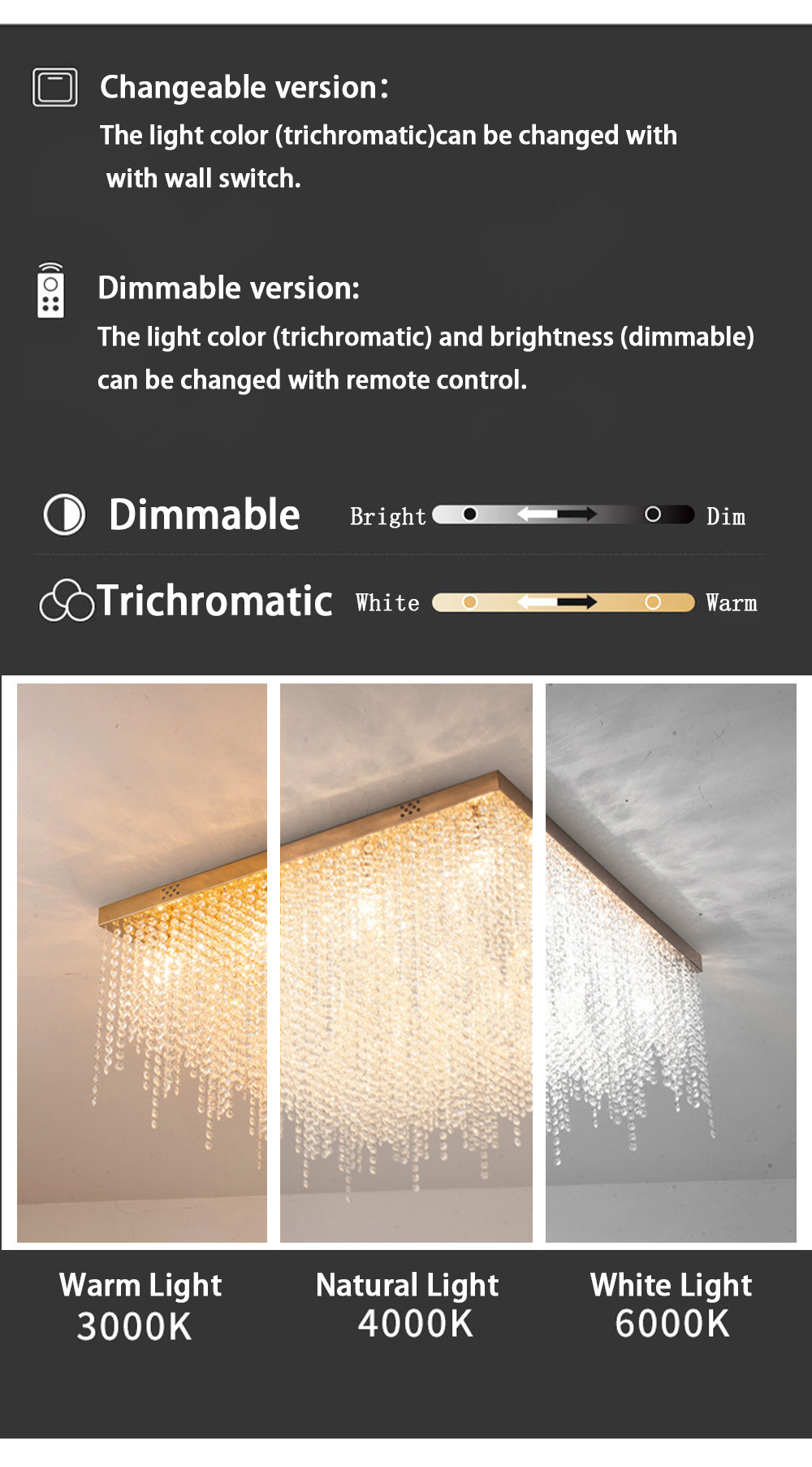 Crystal Chain Ceiling Lights New Lampara Techo for Home Decor guzhen lighting(WH-CA-107)
