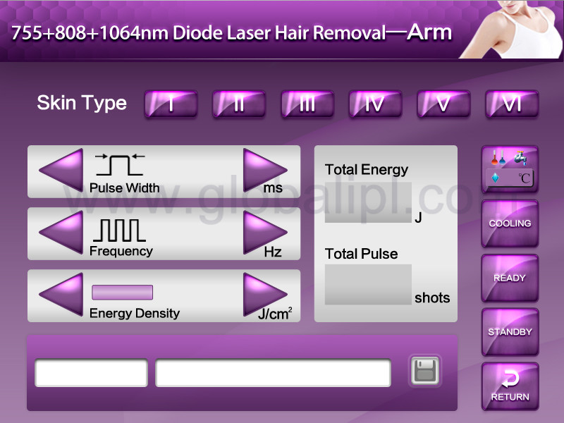 3 Wavelengths Diode Laser Hair Removal Machine 3500W Output Power 13 * 39mm²