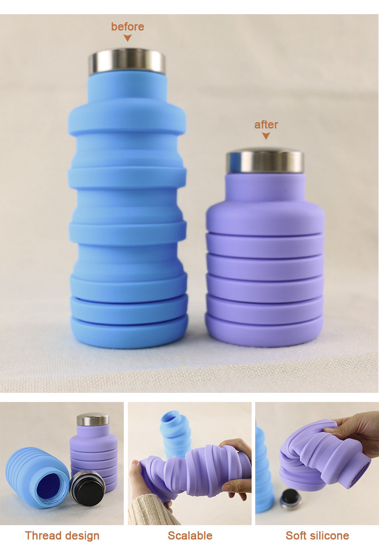 OEM ODM Silicone Water Bottle Soft Foldable 500Ml For Running