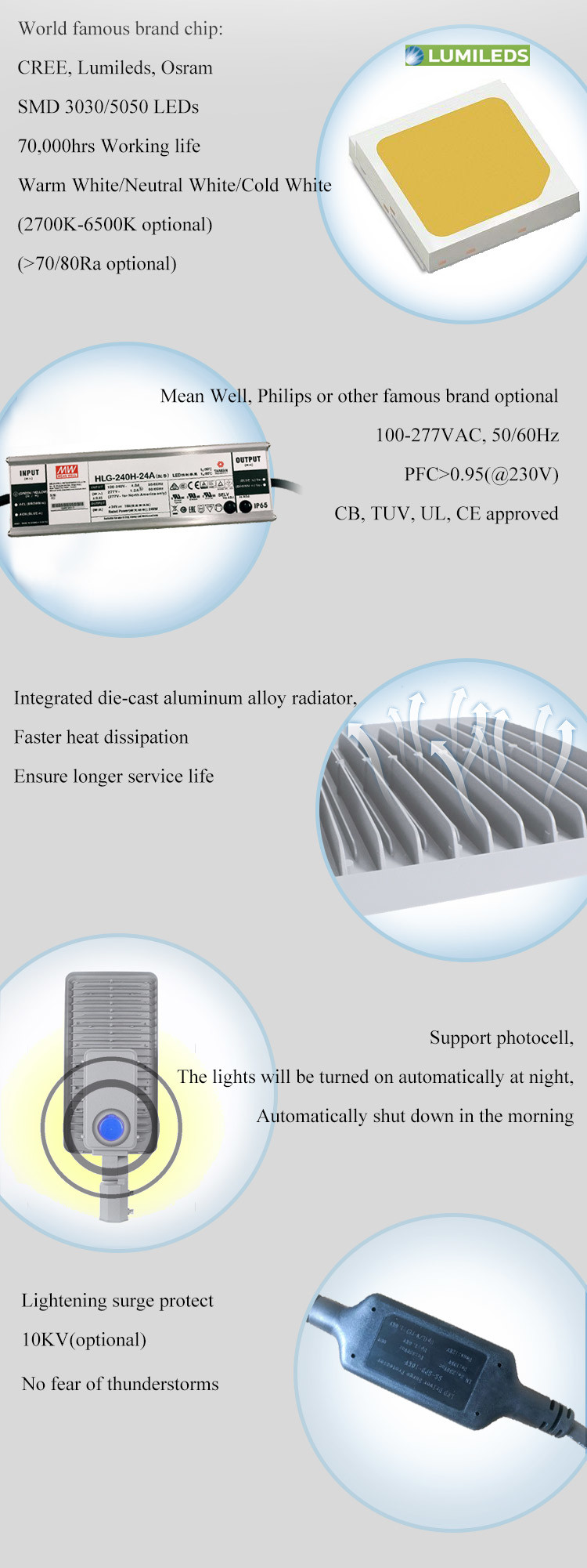 7800lm Outdoor Integrated LED Street Light Adjustable Angle IK09 Grade