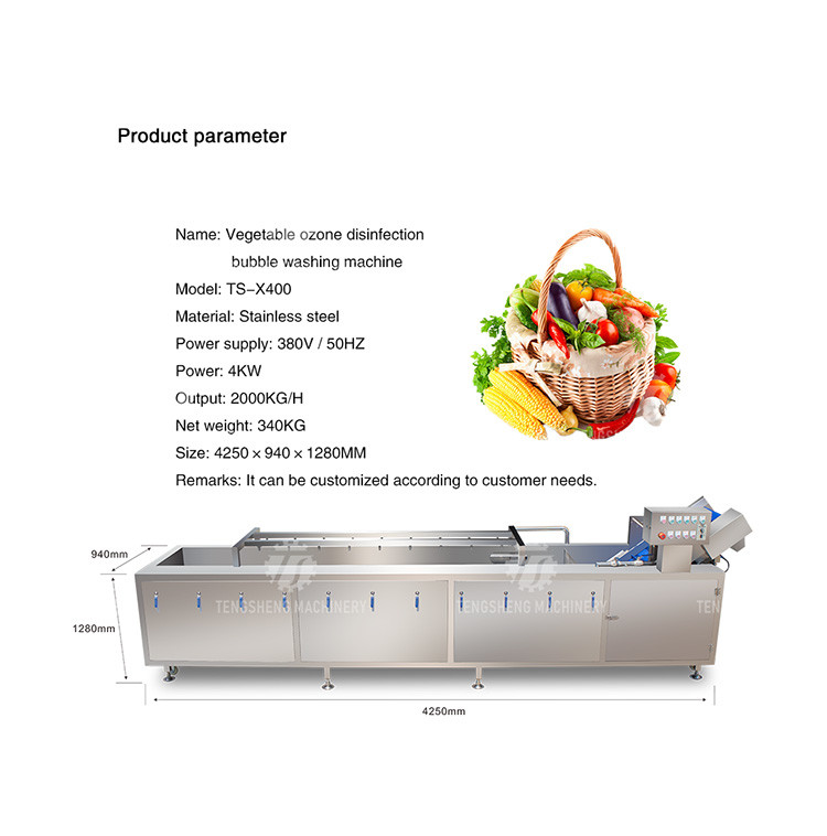 340KG Multi-functional vegetable washing machine large vegetable washing machine continuous type