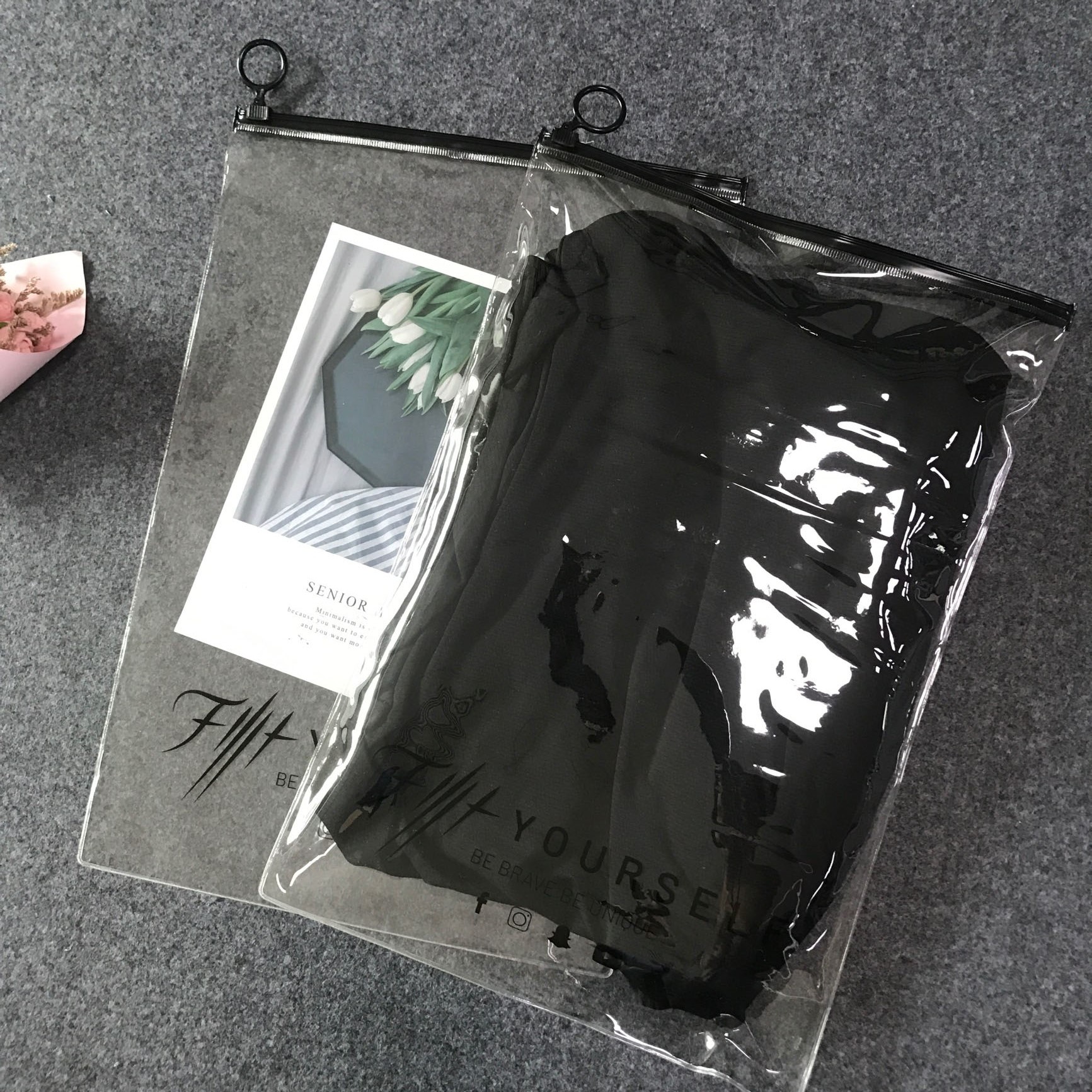 Matte CPE Swimwear Clothes Package Slider Zipper Wet Bag,Eco-Friendly Transparent Swimwear Packaging