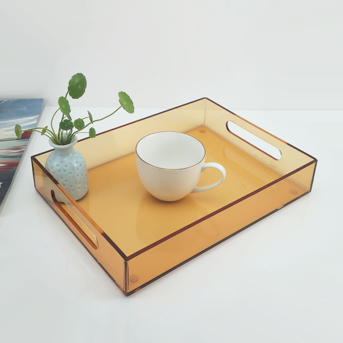 OEM Green Square Acrylic Tray Plexiglass Fruit Tray With Removable Compartments