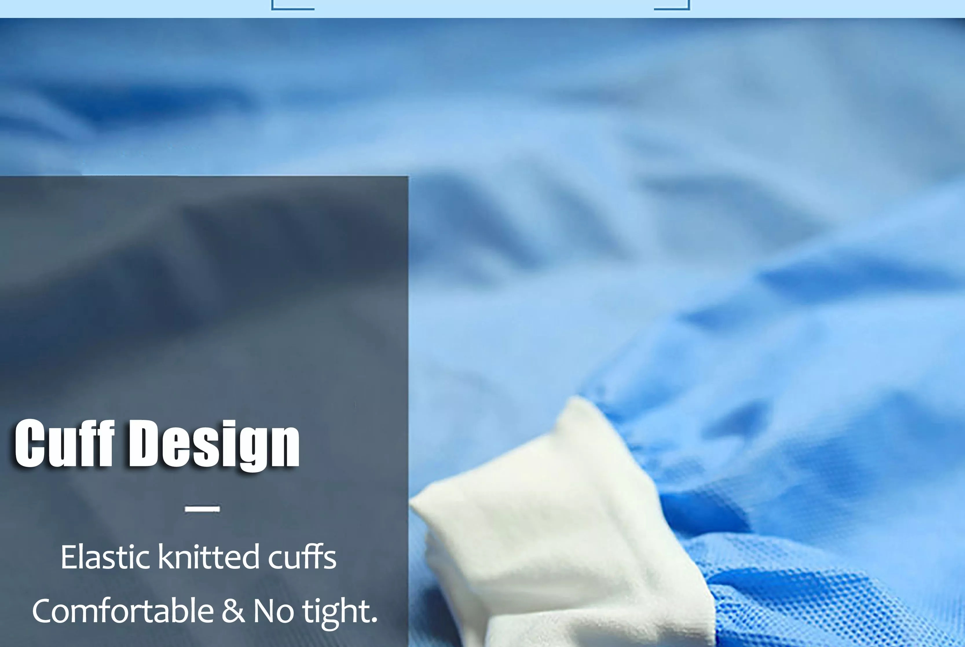 Blue Ultrasonic Seam Non Woven SMS Isolation Gowns Medical Reinforced Surgical Gown