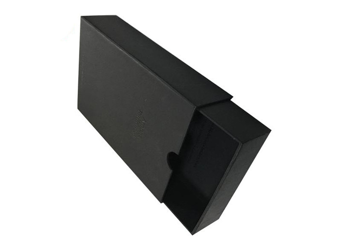 Black Chipboard Book Packaging Boxes , Paper Drawer Box With Offset Printing