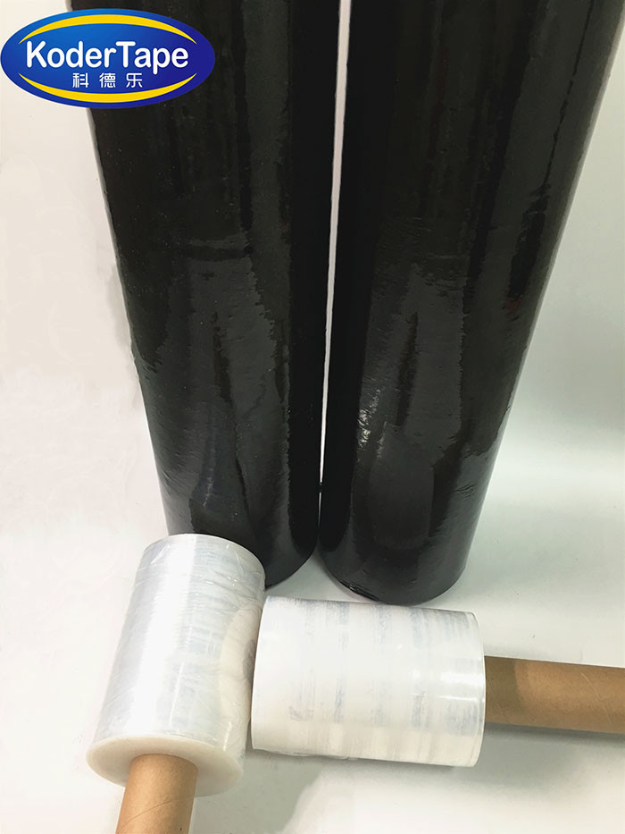 Good Tensile Black Or White LLDPE Stretch Film Machine Tape 15-40mic Thickness