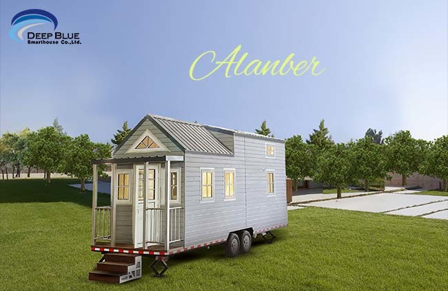 Modern Modular Wpc Board Prefabricated Tiny House On Wheel With Light Steel Frame