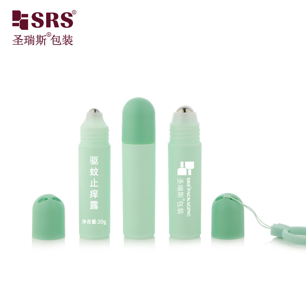 RPPF 20ml Clean Round Flat Bottom PP PCR Recycled Material Certificate Roller Steel Ball Bottle With Dome Cap Bag Lanyard